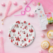 Cute Snowmen en kerstbomen Papieren Bordje (Feest)