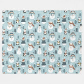 Cute Snowmen en Penguins Fleece Blanket Deken (Voorkant (Horizontaal))