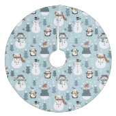 Cute Snowmen en Penguins Fleece Kerstboom Rok (Voorkant)