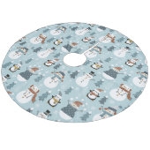 Cute Snowmen en Penguins Fleece Kerstboom Rok (Gekanteld)