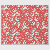 Cute Snowmen en Snowflakes Kerstmis Cadeaupapier (Vlak)