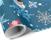 Cute Snowmen en Snowflakes Kerstmis Cadeaupapier (Rol Hoek)