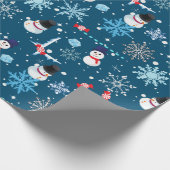 Cute Snowmen en Snowflakes Kerstmis Cadeaupapier (Hoek)