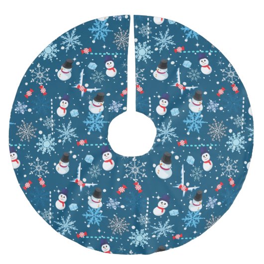Cute Snowmen en Snowflakes Kerstmis Kerstboom Rok (Voorkant)