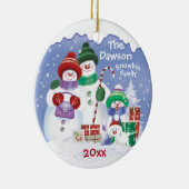 Cute Snowmen, Familie van 3 Snowbies, Kerstmis Keramisch Ornament (Rechts)