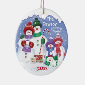 "Cute Snowmen, Familie van 4 Snowbies, Kerstmis Keramisch Ornament (Rechts)