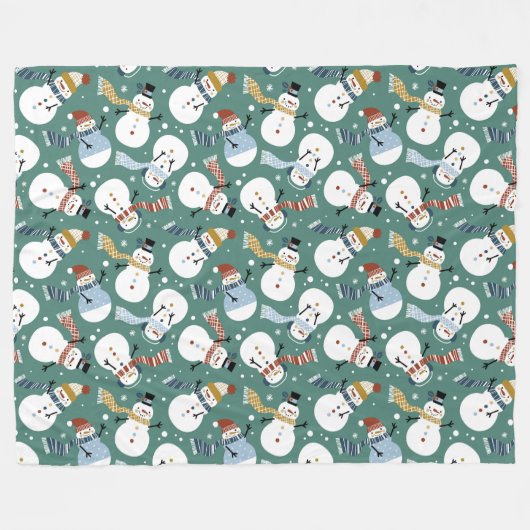 Cute Snowmen Fleece Deken (Voorkant (Horizontaal))