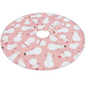 Cute Snowmen Fleece Kerstboom Rok (Gekanteld)