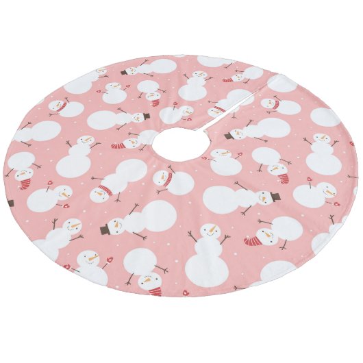 Cute Snowmen Fleece Kerstboom Rok (Gekanteld)