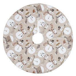 Cute Snowmen Fleece Tree Skirt Fleece Kerstboom Rok