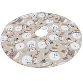 Cute Snowmen Fleece Tree Skirt Fleece Kerstboom Rok (Gekanteld)