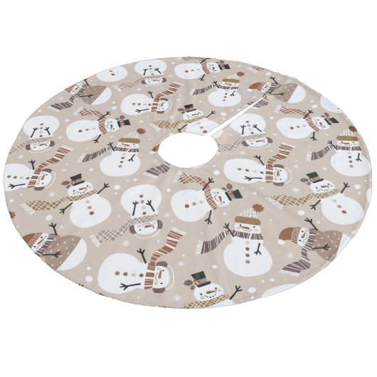 Cute Snowmen Fleece Tree Skirt Fleece Kerstboom Rok (Gekanteld)