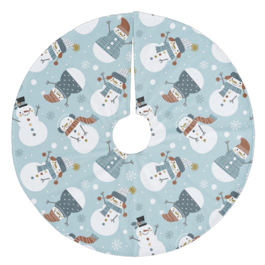 Cute Snowmen Fleece Tree Skirt Kerstboom Rok (Voorkant)