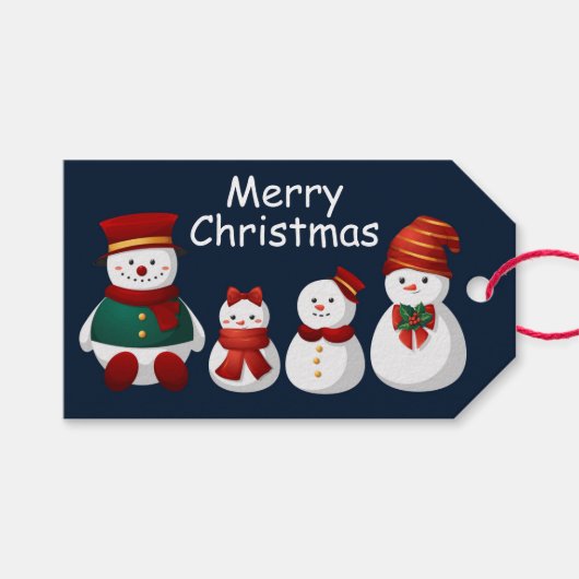 Cute Snowmen Gift Labels Cadeaulabel (Voorkant (Horizontaal))