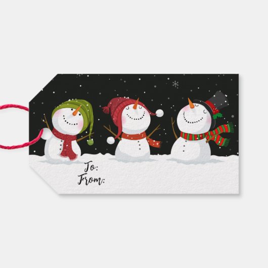 Cute Snowmen Gift Labels Cadeaulabel (Achterkant Horizontaal)