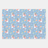 Cute Snowmen Gifts Snowflakes op blauw kerstfeest Inpakpapier Vel (Voorkant)