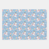 Cute Snowmen Gifts Snowflakes op blauw kerstfeest Inpakpapier Vel (Voorkant 3)