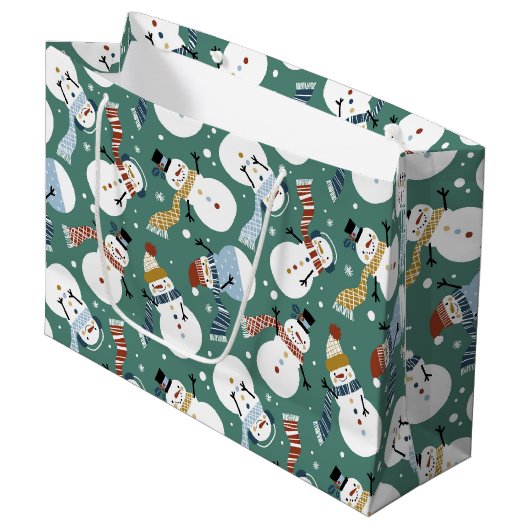 Cute Snowmen Groot Cadeauzakje (Voorkant Gekanteld)