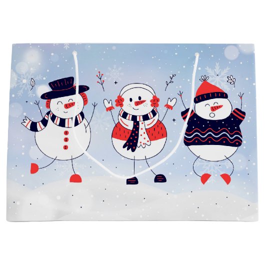 Cute Snowmen Groot Cadeauzakje (Voorkant)