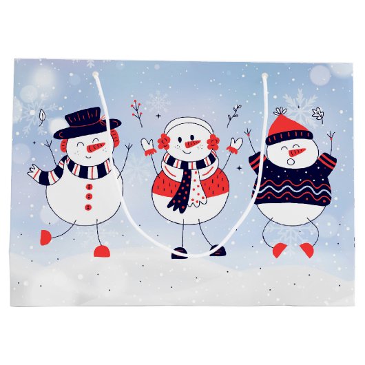 Cute Snowmen Groot Cadeauzakje (Achterkant)