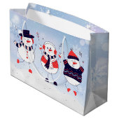 Cute Snowmen Groot Cadeauzakje (Achterkant Gekanteld)
