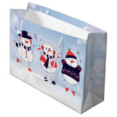 Cute Snowmen Groot Cadeauzakje (Voorkant Gekanteld)