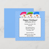 Cute Snowmen Happy Holiday Party Uitnodiging (Voorkant / Achterkant)