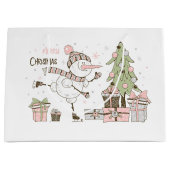 Cute Snowmen Ice Skating Groot Cadeauzakje (Voorkant)