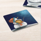 Cute Snowmen in Sterrennacht Kerstfeestdag Kartonnen Onderzetters (Schuin)