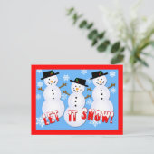 Cute Snowmen laat haar de wintervakantiekaarten Feestdagenkaart (Staand voorkant)