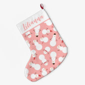 Cute Snowmen Large Kerstmis Stocking Grote Kerstsok (Achterkant (Hangend))
