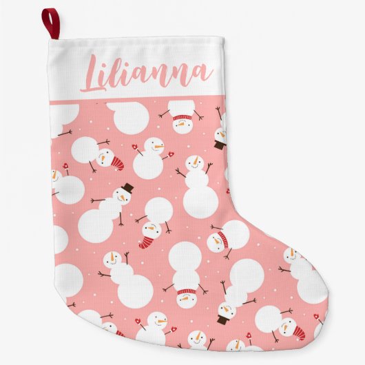 Cute Snowmen Large Kerstmis Stocking Grote Kerstsok (Voorkant)