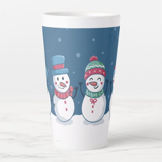Cute Snowmen Latte Mok (Voorkant)