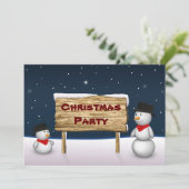 Cute Snowmen Merry Kerstparty Kaart (Staand voorkant)