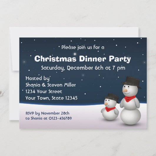 Cute Snowmen Merry Kerstparty Kaart (Achterkant)