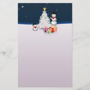 Cute Snowmen met kerstboom Briefpapier