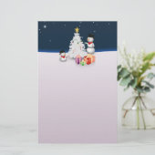 Cute Snowmen met kerstboom Briefpapier (Staand voorkant)