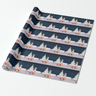 Cute Snowmen met kerstboom Cadeaupapier