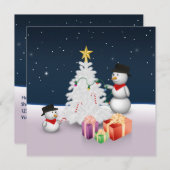 Cute Snowmen met kerstboom Kaart (Voorkant / Achterkant)
