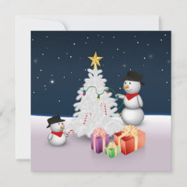 Cute Snowmen met kerstboom Kaart
