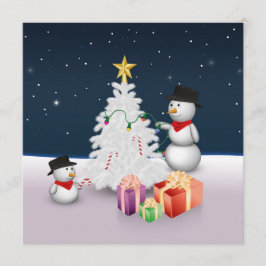 Cute Snowmen met kerstboom Kaart