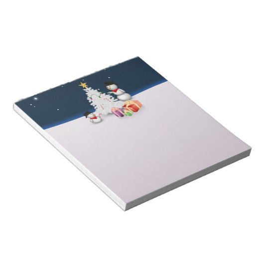 Cute Snowmen met kerstboom Notitieblok (Schuin)