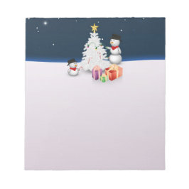 Cute Snowmen met kerstboom Notitieblok