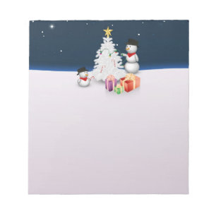 Cute Snowmen met kerstboom Notitieblok