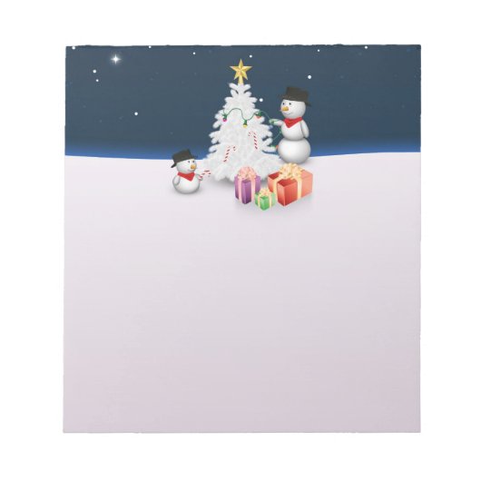 Cute Snowmen met kerstboom Notitieblok (Voorkant)