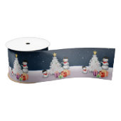 Cute Snowmen met kerstboom Satijnen Lint (Spoel)