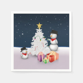 Cute Snowmen met kerstboom Servetten