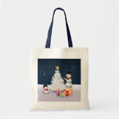 Cute Snowmen met kerstboom Tote Bag (Voorkant)
