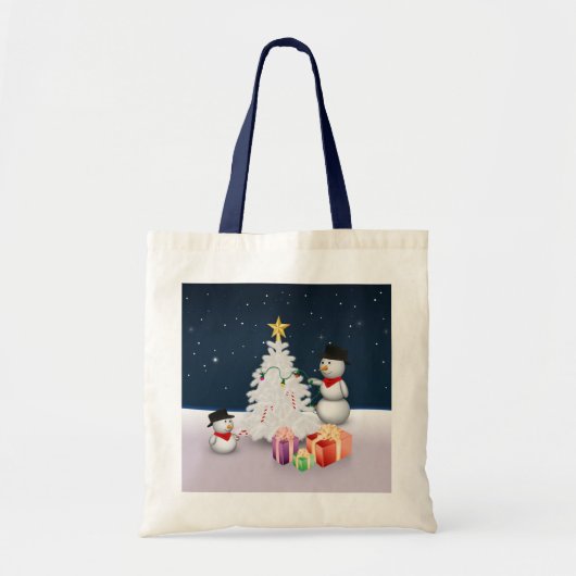 Cute Snowmen met kerstboom Tote Bag (Voorkant)