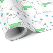 Cute Snowmen met Snowflakes Cadeaupapier (Rol Hoek)